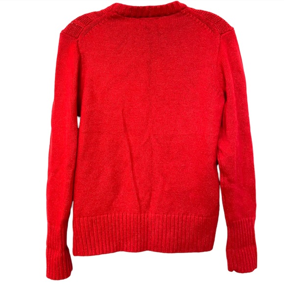 J. Crew Red Cable Knit Lambs Wool Blend Sweater - Picture 3 of 7